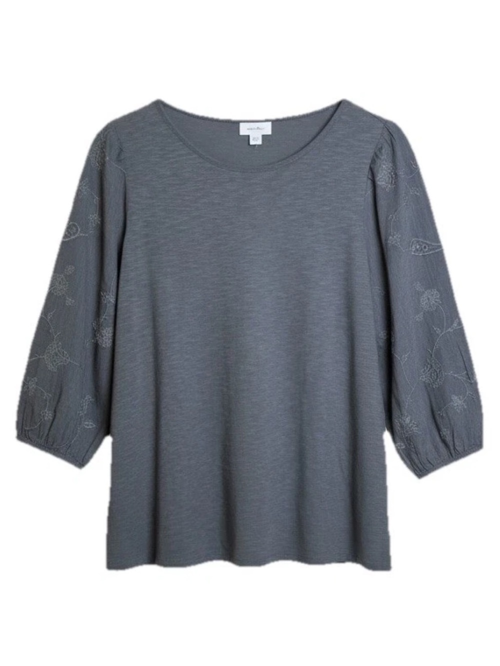 J. Jill Gray Embroidered Sleeve Short-Sleeve Tee